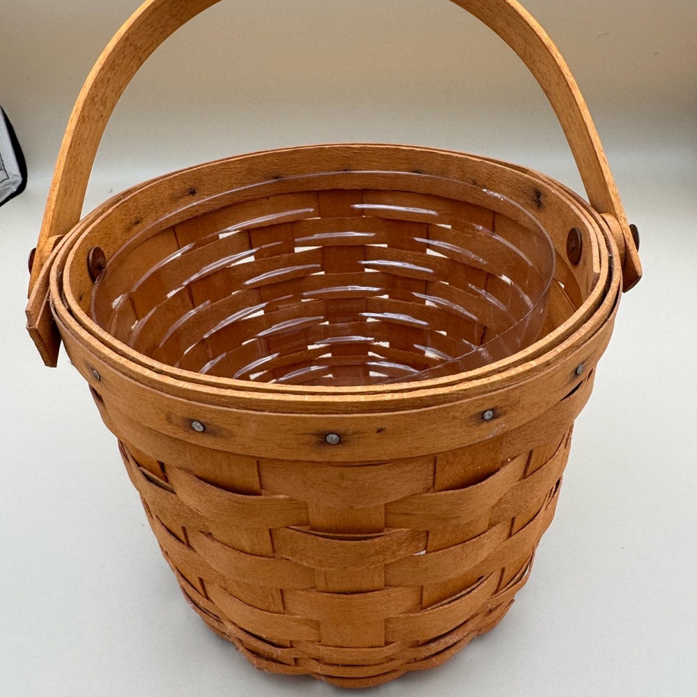 Longaberger Handwoven Basket in Rich Brown with Protector 1997